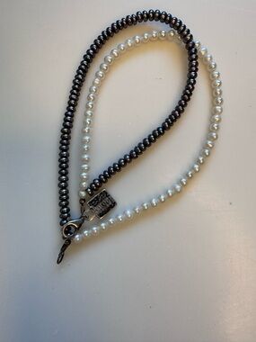 Baroni Design Fresh water Pearl Strand Bracelet Set - Black and White Pearls